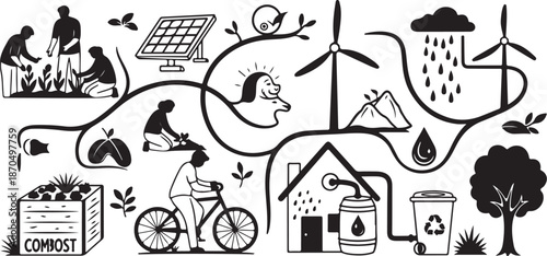 Eco Friendly Sustainable Living Illustration Concepts