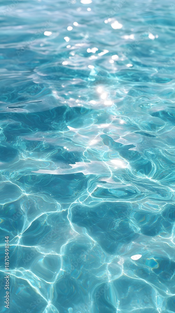 Obraz premium The water is a clear light blue gradient, resembling the sea. The water surface has a sparkling light effect