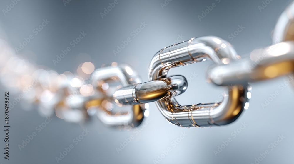 Fototapeta premium Metallic chain links on transparent background