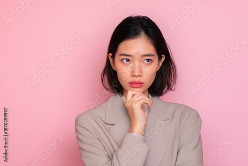 Thoughtful young woman with...
