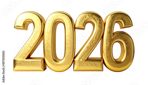 Luxury Gold 2026 Minimal Typography Transparent Background PNG