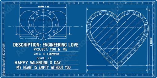 Blueprint of hearts engineering love valentine s day and romantic design