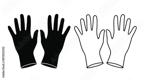 Pair of hands illustrated in contrasting black and white monochrome styles
