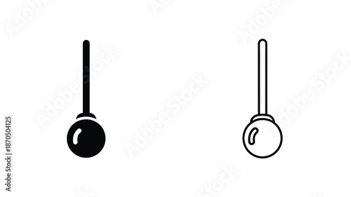 Two simple black and white icons depicting a lollipop or candy