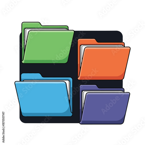 Colorful folders on a black background