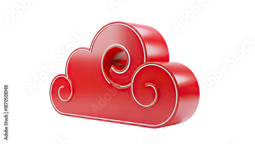 Red Cloud Symbol with Swirls