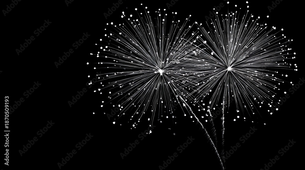 Fototapeta premium New Year fireworks background image, New Year celebration, Spring Festival fireworks, pure black background