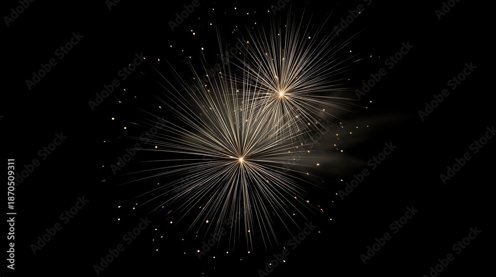 Obraz premium New Year fireworks background image, New Year celebration, Spring Festival fireworks, pure black background