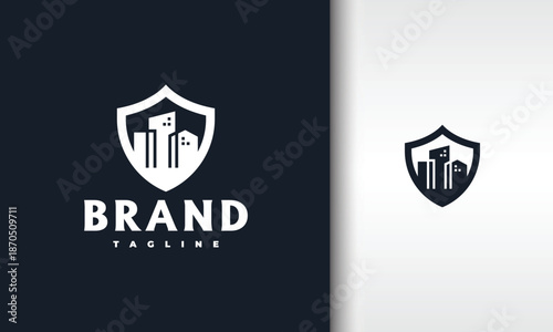 Modern Shield and Building Logo for Real Estate and Urban Security