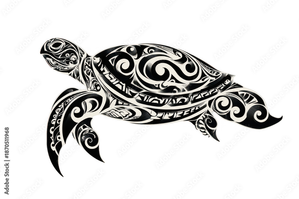 Fototapeta premium A turtle with a black and white design on its shell