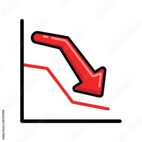 A downward trend graph with a red arrow