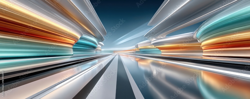 Fototapeta premium Abstract blue light speed background with futuristic glowing streaks and dynamic motion