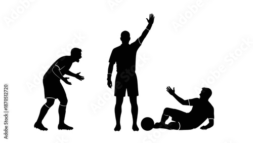 A vector illustration of black family silhouettes featuring men, women, and children having fun playing sports like basketball and soccer as a team