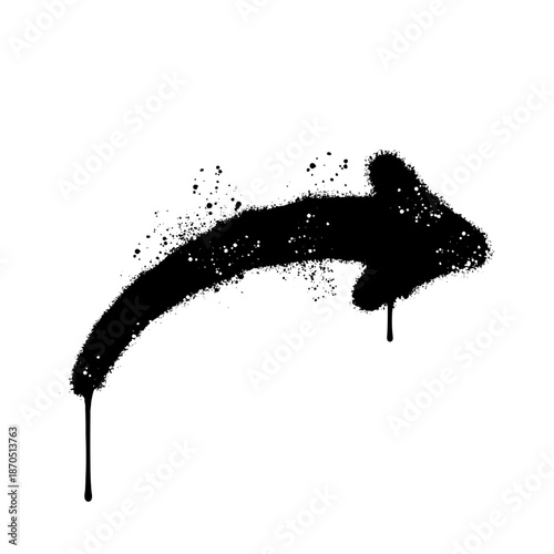 Illustration of a curved arrow drawn with graffiti art on a white background