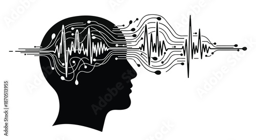 Digital brainwave visualization symbolizing artificial intelligence and cognitive processing