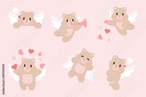 Valentine cupid bear with bow and arrows