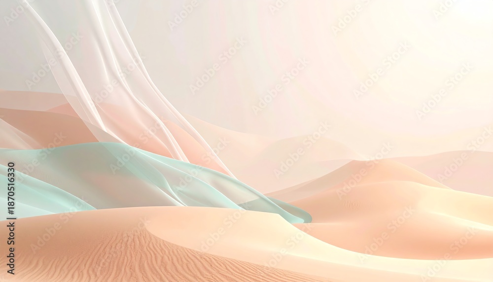 Fototapeta premium Abstract desert landscape with flowing pastel fabric.