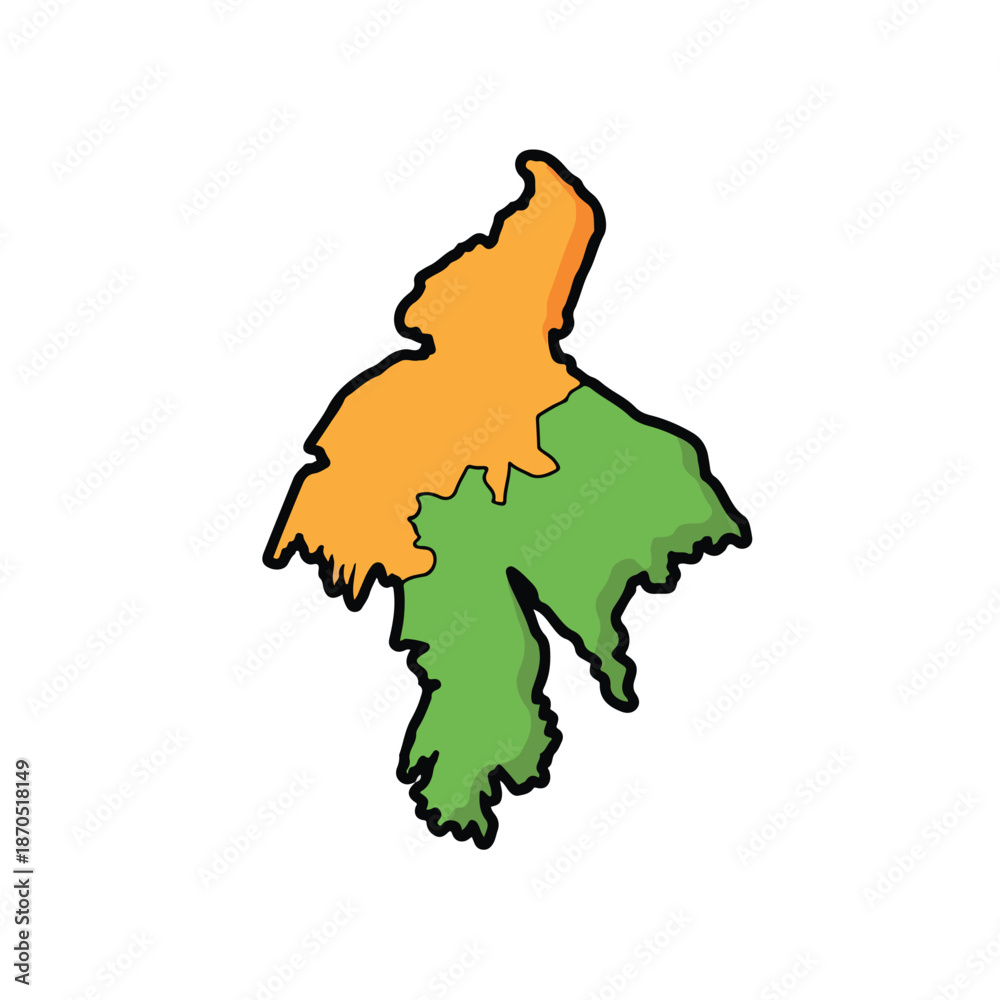 Fototapeta premium A map with orange and green areas