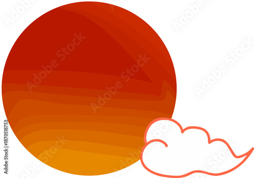 한국전통무늬 새해 해 구름