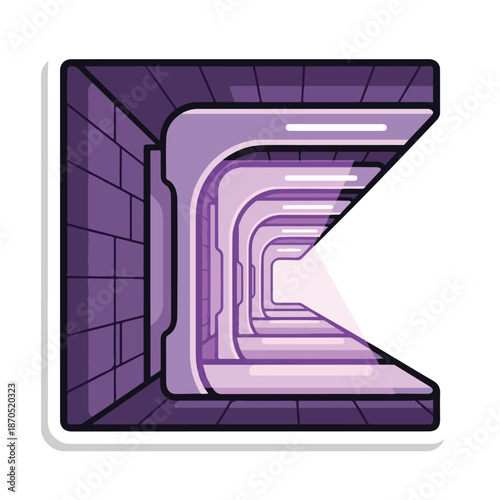 A purple corridor with a long perspective