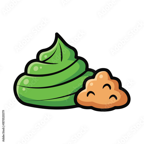 A green and brown cartoon poop