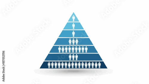 Organizational Hierarchy Pyramid Chart with People Icons.