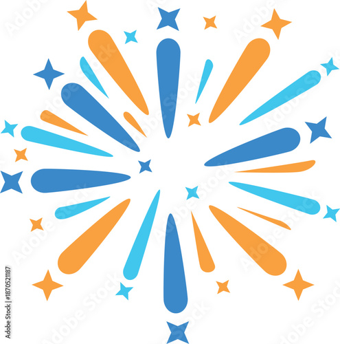 Festive fireworks exploding, creating a vibrant display of color and light against a white background