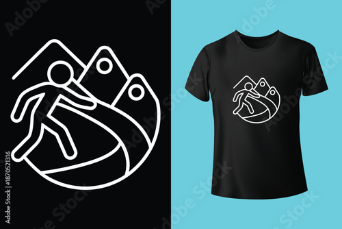 Peak thrills t shirt design featuring skier winter adventure awaits themed apparel vector template perfect for snow sports enthusiasts and frosty escapades