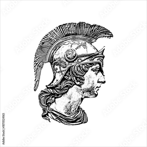 Classical Warrior Profile with Crested Helmet