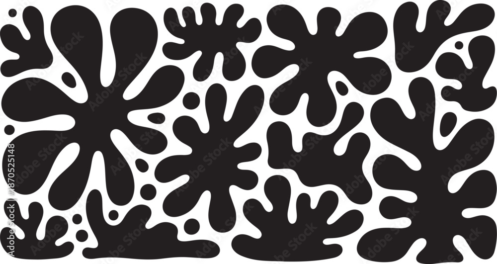 Fototapeta premium Abstract black floral pattern on white background design