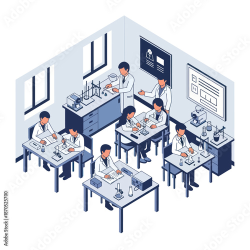 Scientists Working in Laboratory Setting Together.