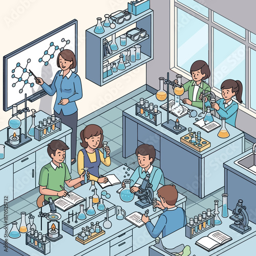 Students and Teacher Conducting Science Experiments.