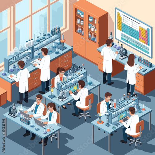 Scientists Working in Modern Laboratory Setting.