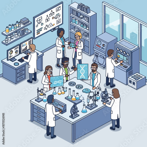 Scientists Conducting Experiments in Laboratory Setting.