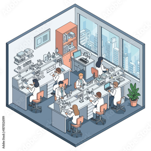 Scientists Working in Modern Laboratory Setting.