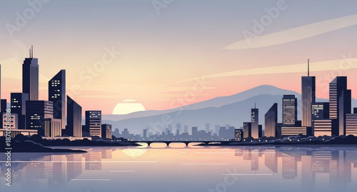 shanghai skyline at sunset