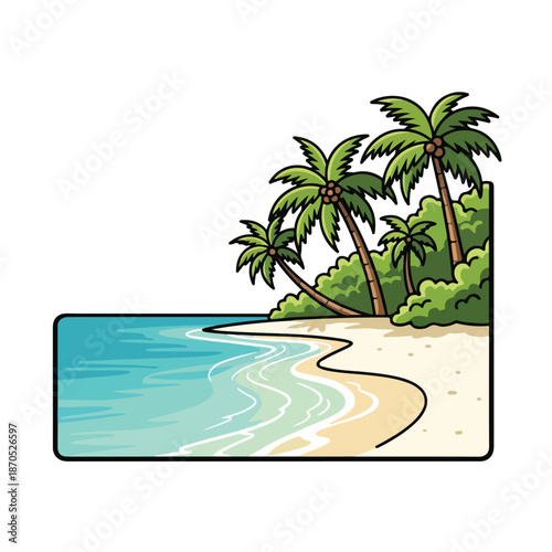 A serene beach with palm trees