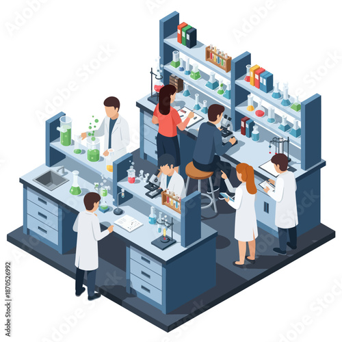 Scientists Working in Modern Laboratory Setting.
