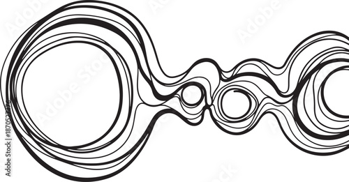 Abstract black and white swirling line art design
