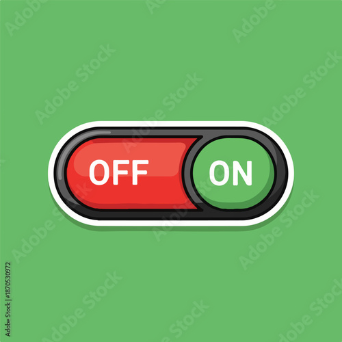 A toggle switch with red off and green on