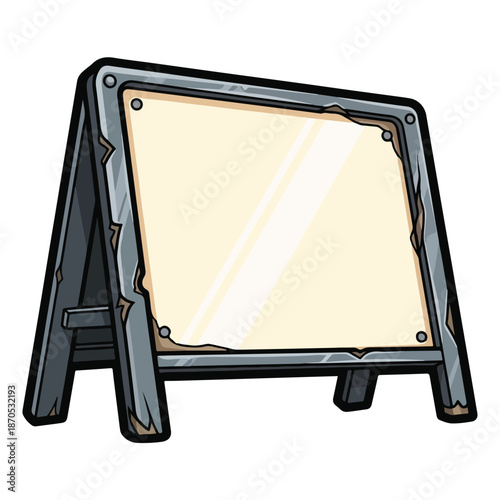 A weathered, blank, standing sign