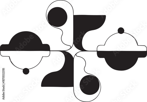 Abstract black and white puzzle piece art design