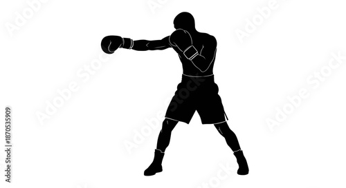 Boxer in fighting stance with gloves on fists