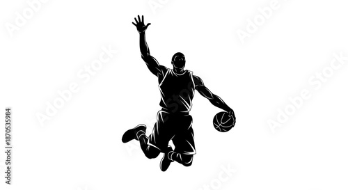 Professional basketball player in dynamic jump shot motion