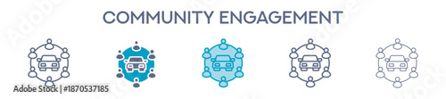 Community Engagement Element For Design Graphic - Multi Styles. Vector Illustration Of Two Colored And Black. Multiple Icons Designs Can Be Used For Mobile, Ui, Web 
