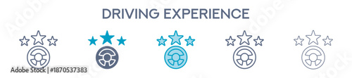 Driving Experience Element For Design Graphic - Multi Styles. Vector Illustration Of Two Colored And Black. Multiple Icons Designs Can Be Used For Mobile, Ui, Web 
