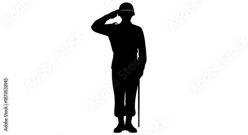 Silhouette of soldier saluting with pride and honor