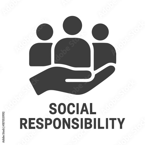 Social Responsibility Icon with People and Care Symbol