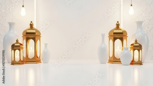 Golden Ramadan Lantern Background