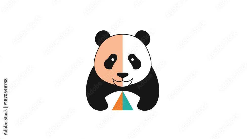 Fototapeta premium Charming panda illustration with a colorful geometric design, perfect for branding.